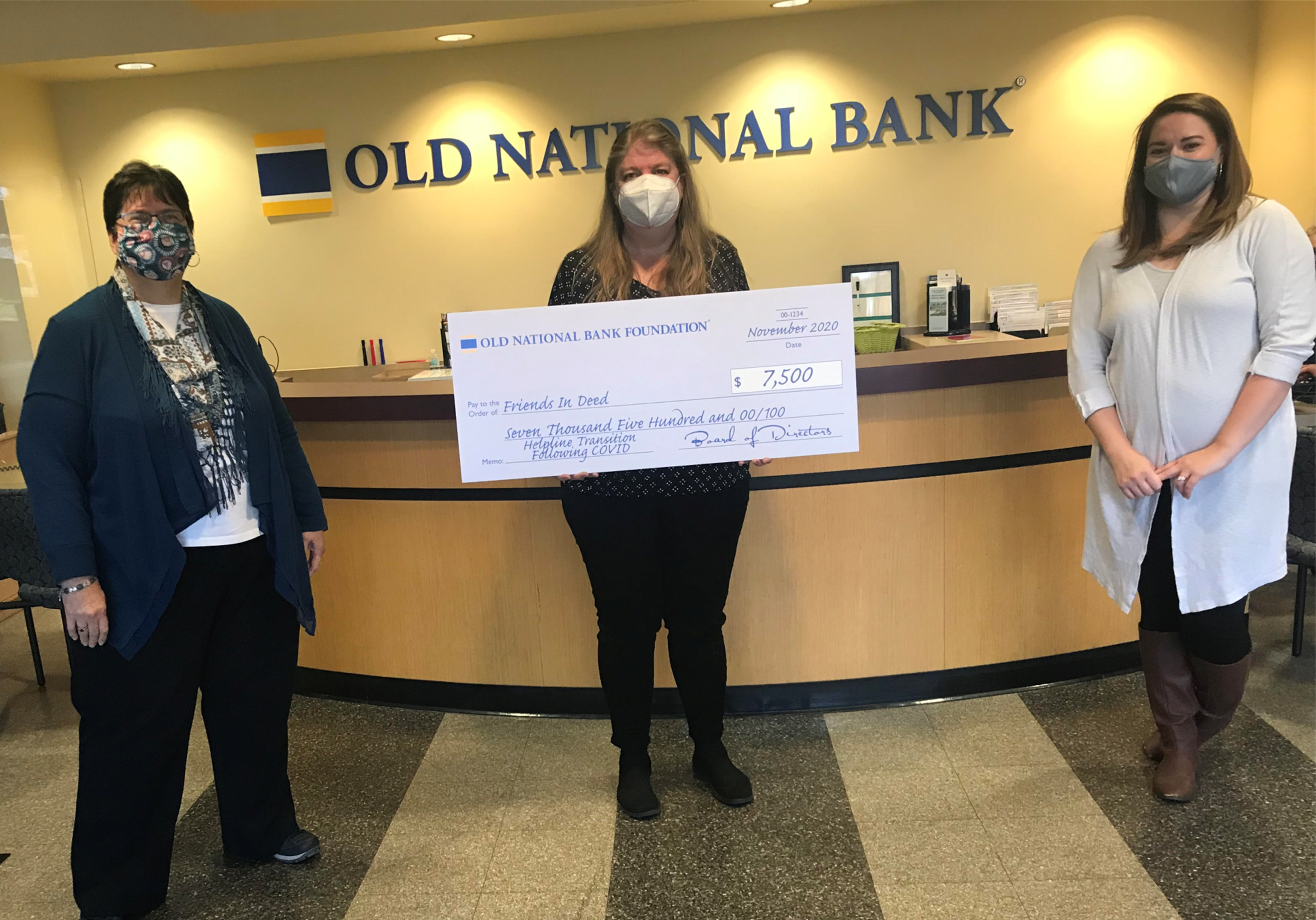 Old National Bank Awards $7,500 Grant to Friends In Deed